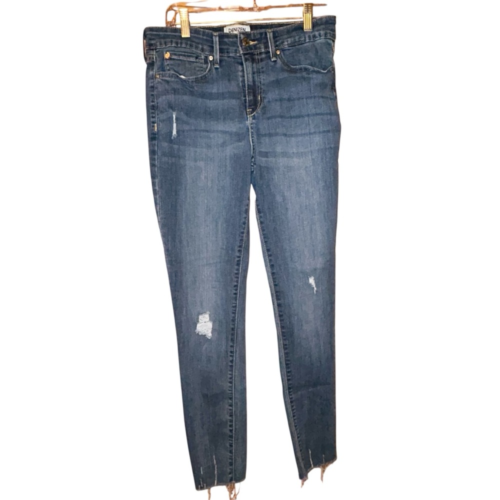 Denizen Levi’s Womens Mid Rise Skinny Jeans Distressed Raw Hem W29 Read